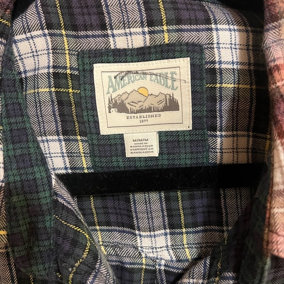American Eagle plaid shirt with funny quotes patches Tie Dye size M - Picture 6 of 6